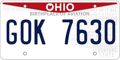 OH license plate GOK7630