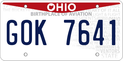 OH license plate GOK7641