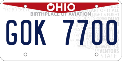 OH license plate GOK7700
