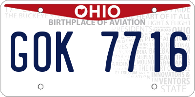 OH license plate GOK7716