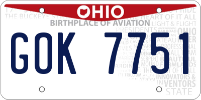 OH license plate GOK7751
