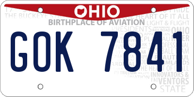 OH license plate GOK7841