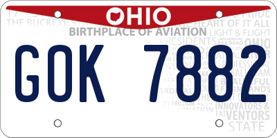 OH license plate GOK7882