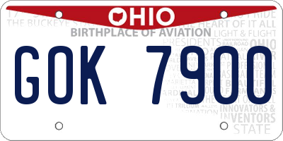 OH license plate GOK7900