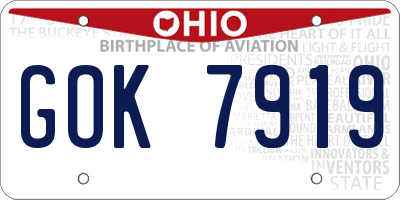 OH license plate GOK7919