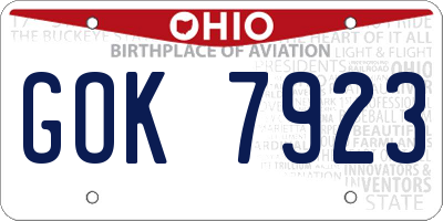 OH license plate GOK7923