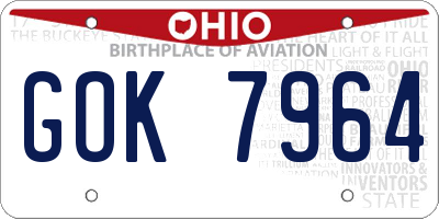 OH license plate GOK7964