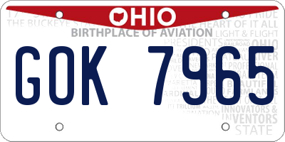 OH license plate GOK7965