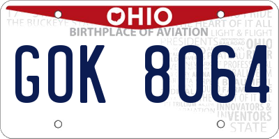 OH license plate GOK8064