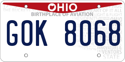 OH license plate GOK8068