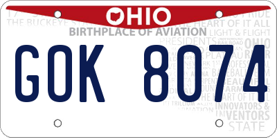OH license plate GOK8074