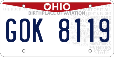 OH license plate GOK8119