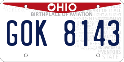 OH license plate GOK8143