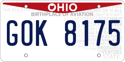 OH license plate GOK8175