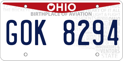 OH license plate GOK8294