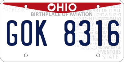 OH license plate GOK8316