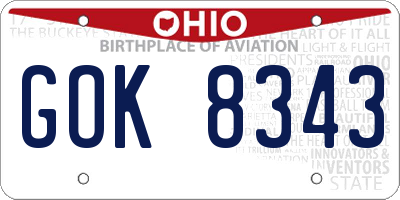 OH license plate GOK8343