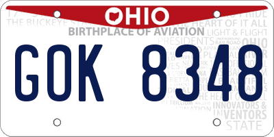 OH license plate GOK8348