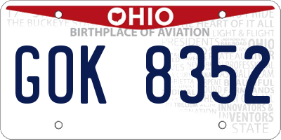 OH license plate GOK8352