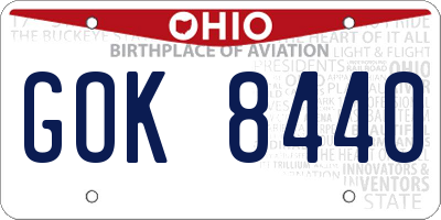 OH license plate GOK8440