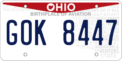 OH license plate GOK8447