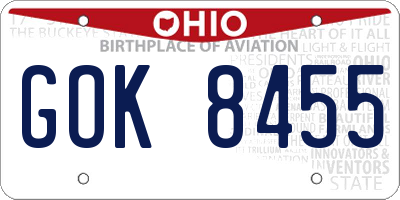 OH license plate GOK8455