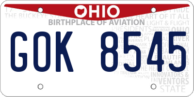 OH license plate GOK8545