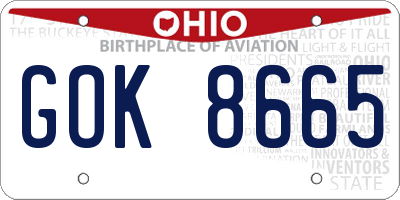 OH license plate GOK8665