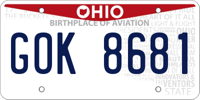 OH license plate GOK8681