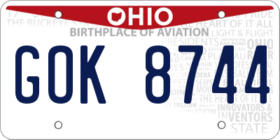 OH license plate GOK8744