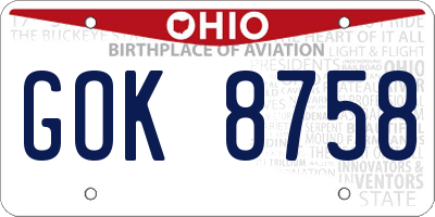 OH license plate GOK8758