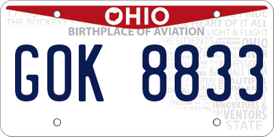 OH license plate GOK8833