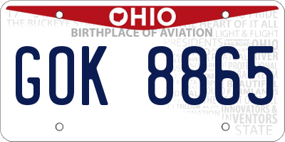 OH license plate GOK8865