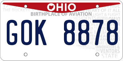 OH license plate GOK8878