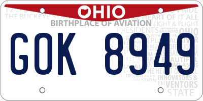 OH license plate GOK8949