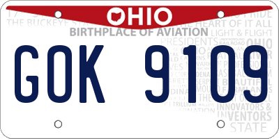 OH license plate GOK9109