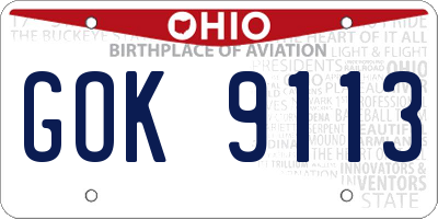 OH license plate GOK9113