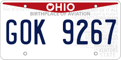 OH license plate GOK9267