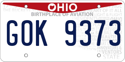 OH license plate GOK9373