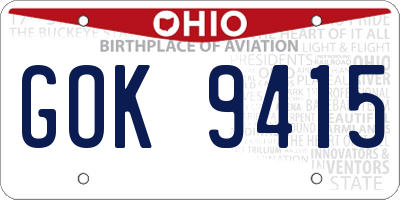 OH license plate GOK9415