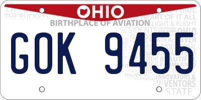 OH license plate GOK9455