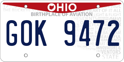 OH license plate GOK9472