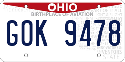 OH license plate GOK9478
