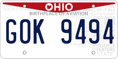 OH license plate GOK9494