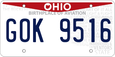 OH license plate GOK9516