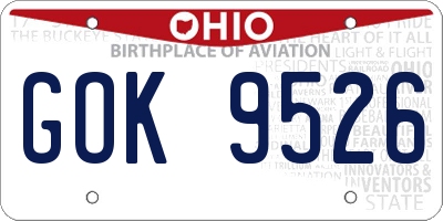 OH license plate GOK9526