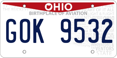 OH license plate GOK9532