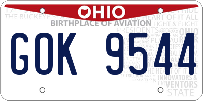 OH license plate GOK9544