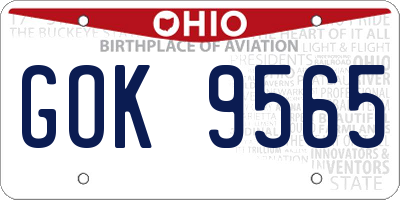 OH license plate GOK9565
