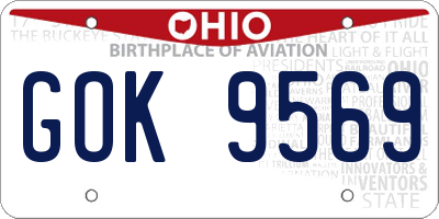 OH license plate GOK9569